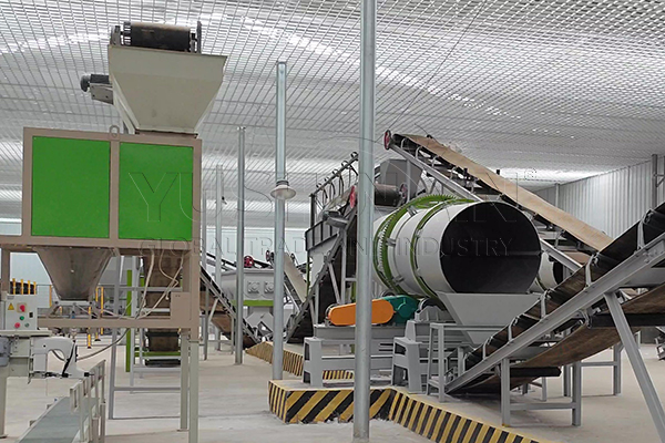 Rotary drum granulation plant for bacterial fertilizer production