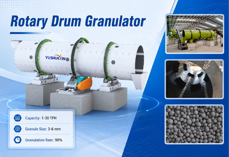 rotary drum granulator for industrial compost granules production